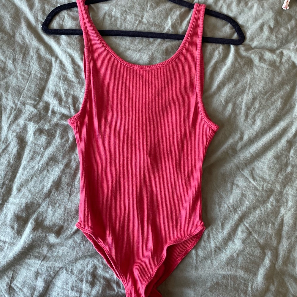 Washed Red Urban Outfitters Ribbed Bodysuit